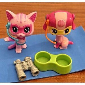 Barbie Spy Squad Pets Lot – Pink Cat & Pink‎ Dog Figures with Accessories